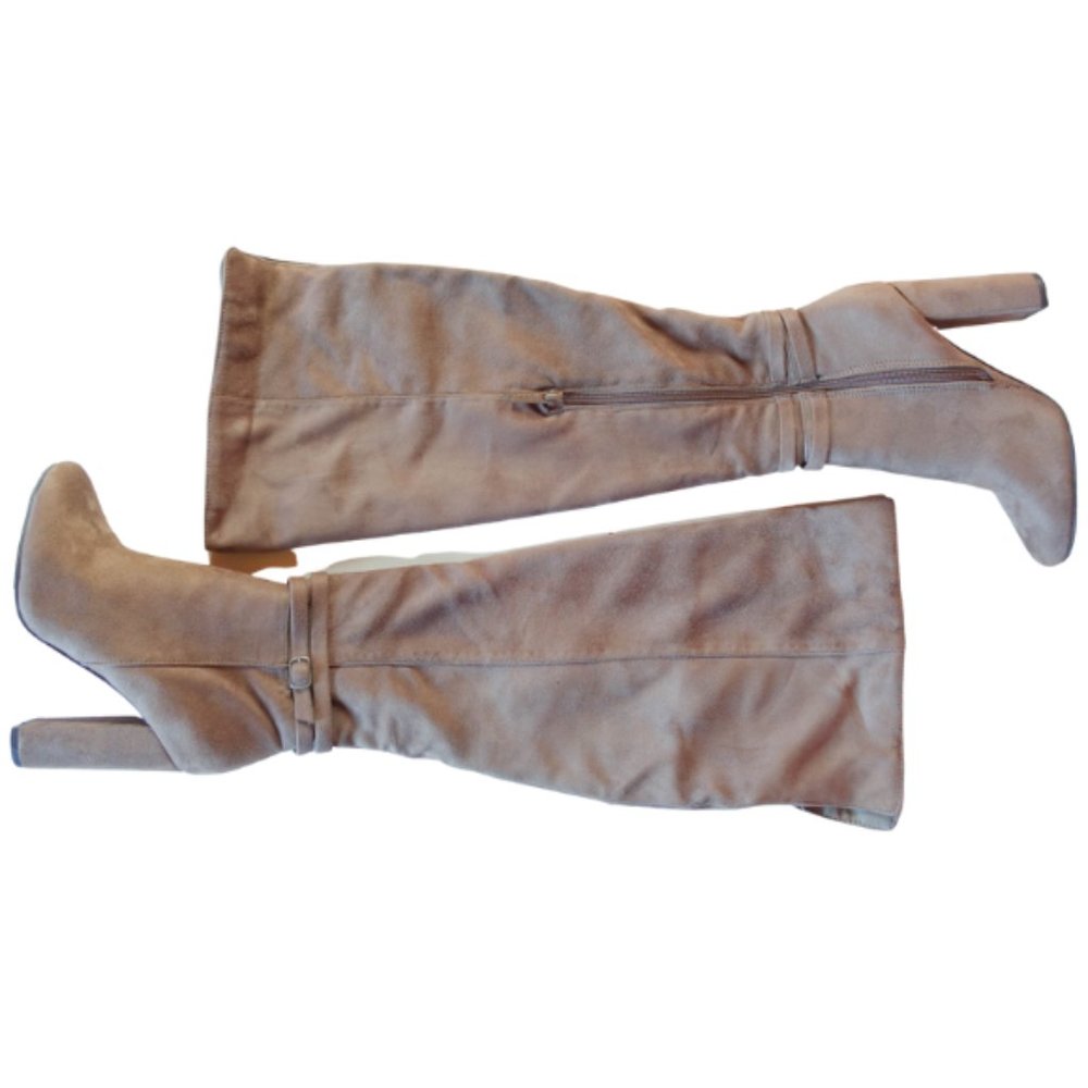 Breckelles Lisa Over the Knee Suede Boots Tan Size 6